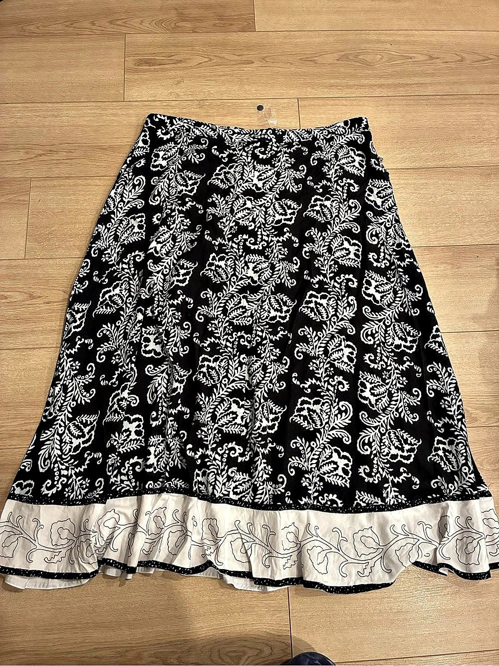 NEW Soft Surroundings Women’s Black White A-Line Midi Skirt Size 3X